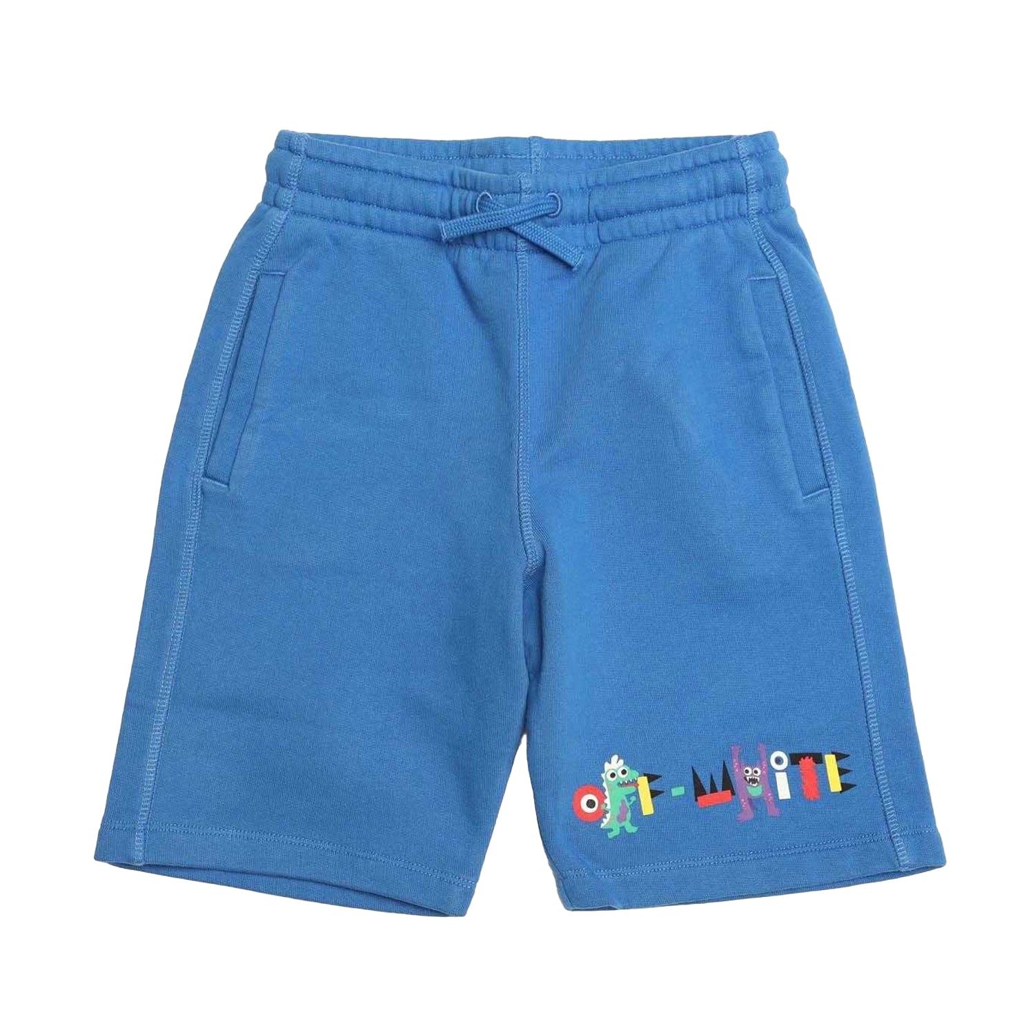 Blue-White - Front - Off-White Childrens-Kids Monsters Sweat Shorts