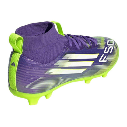 Purple-White - Back - Adidas Childrens-Kids F50 League Multi Ground Football Boots