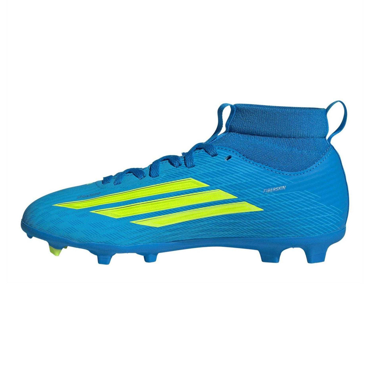 Blue-Yellow - Side - Adidas Childrens-Kids F50 League Multi Ground Football Boots