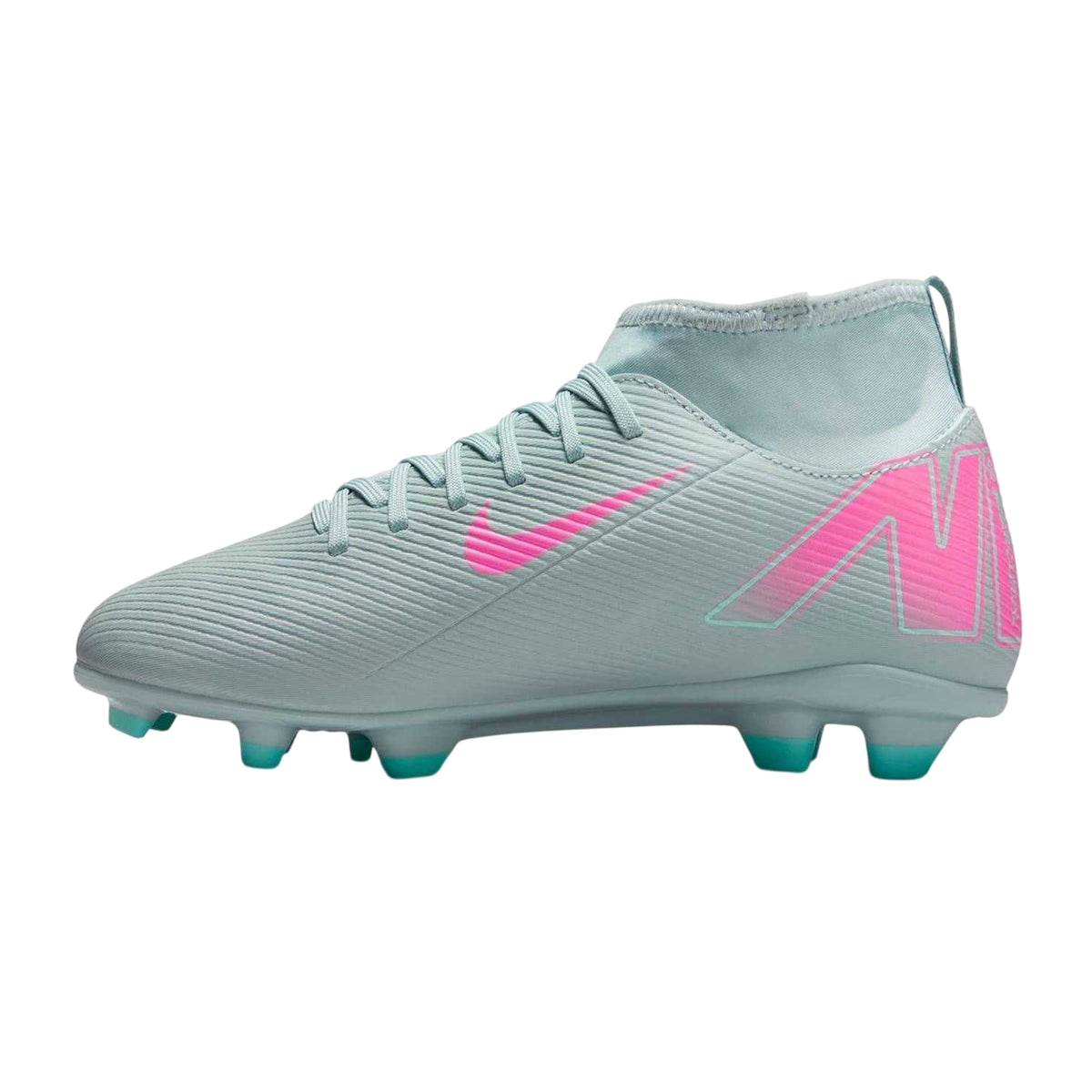 Grey-Pink - Side - Nike Childrens-Kids Superfly 10 Firm Ground Football Boots