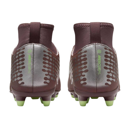 Plum-Silver - Back - Nike Childrens-Kids Superfly 10 Firm Ground Football Boots