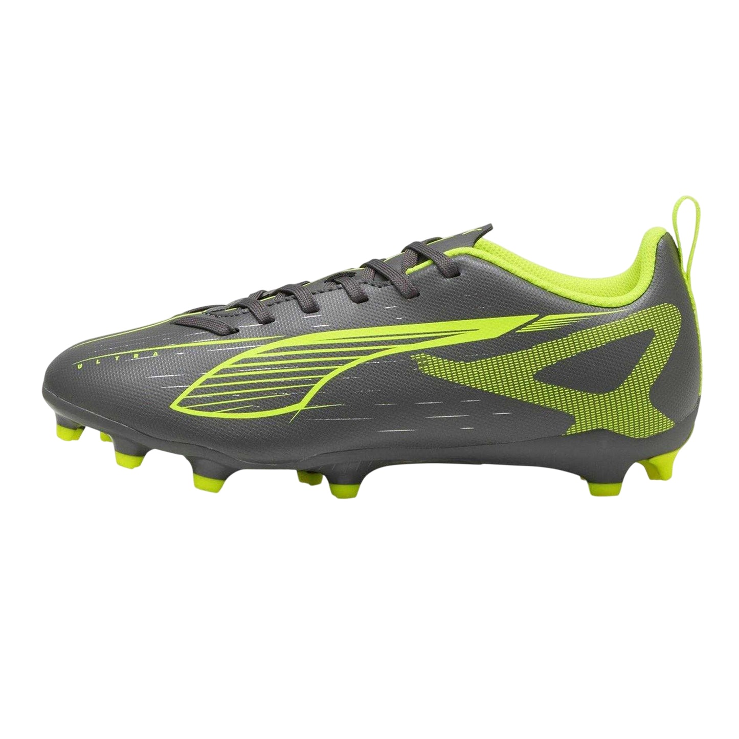 Silver-Yellow - Back - Puma Childrens-Kids Ultra 5 Play Firm Ground Football Boots