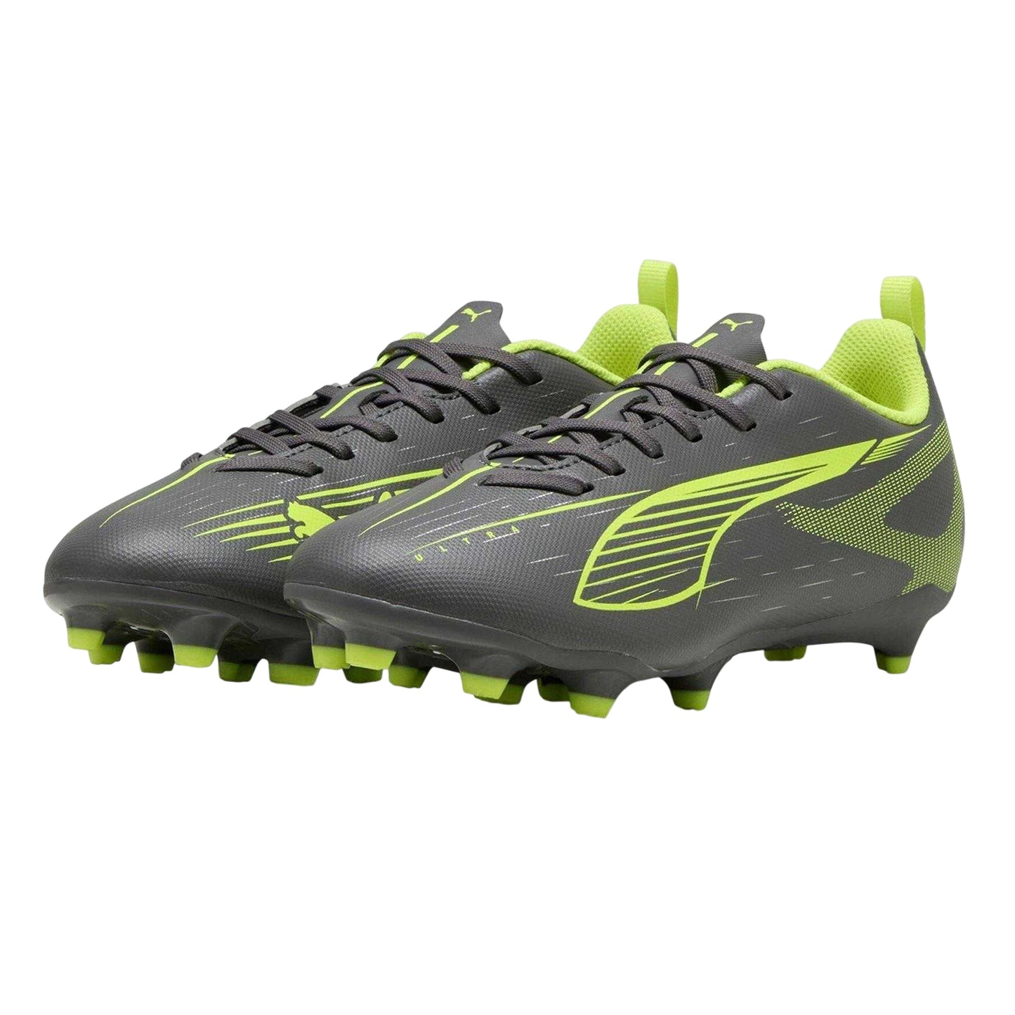 Silver-Yellow - Side - Puma Childrens-Kids Ultra 5 Play Firm Ground Football Boots