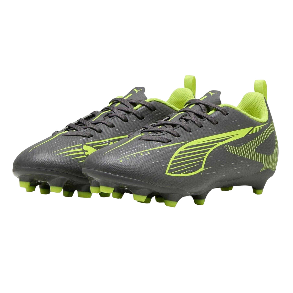 Silver-Yellow - Side - Puma Childrens-Kids Ultra 5 Play Firm Ground Football Boots