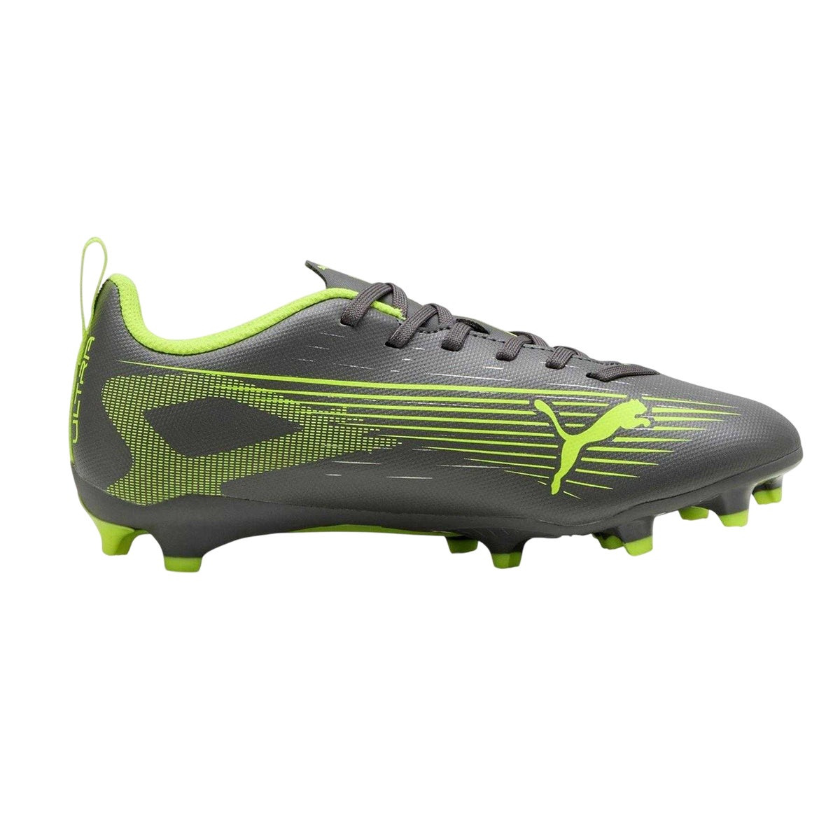 Silver-Yellow - Front - Puma Childrens-Kids Ultra 5 Play Firm Ground Football Boots