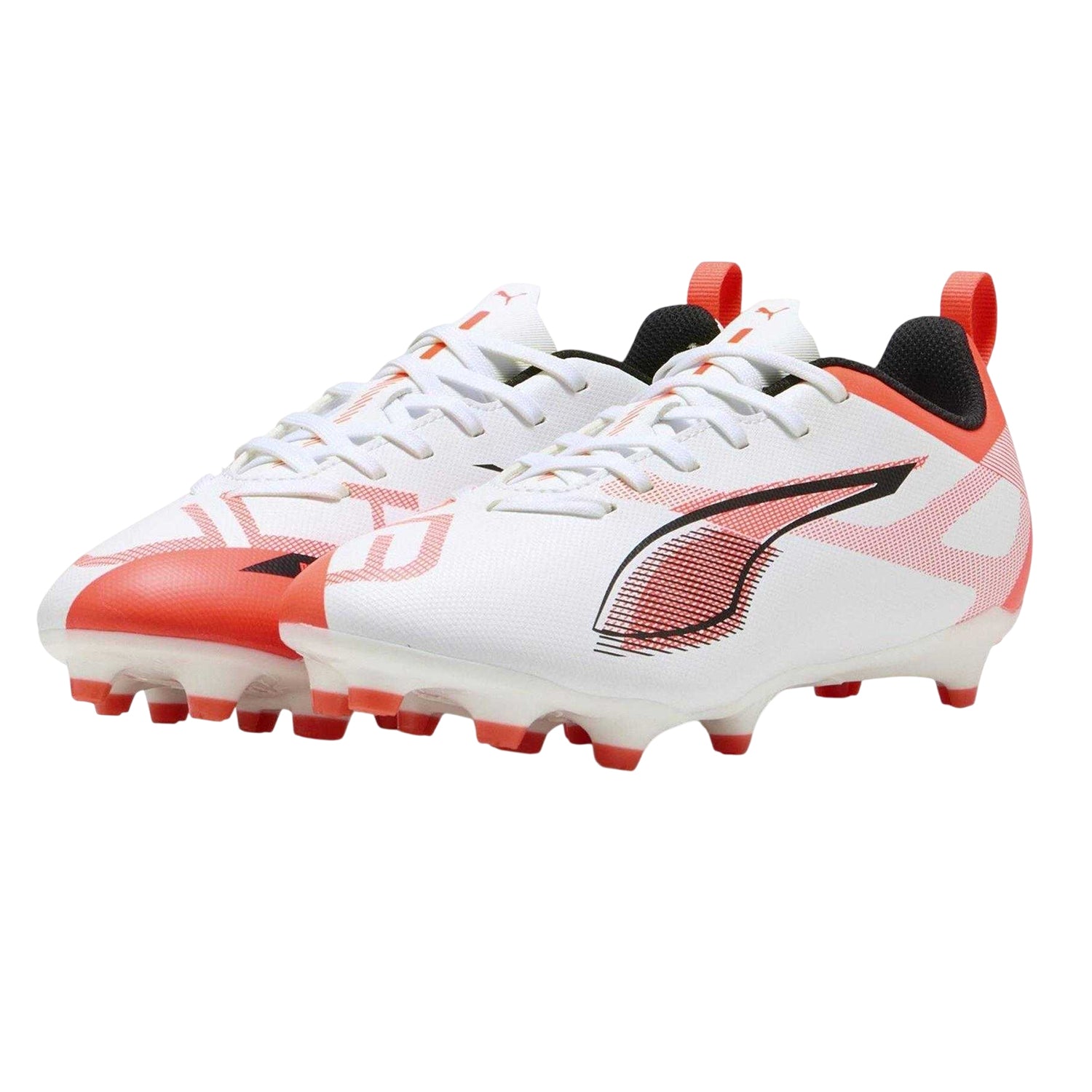 White-Red - Side - Puma Childrens-Kids Ultra 5 Play Firm Ground Football Boots