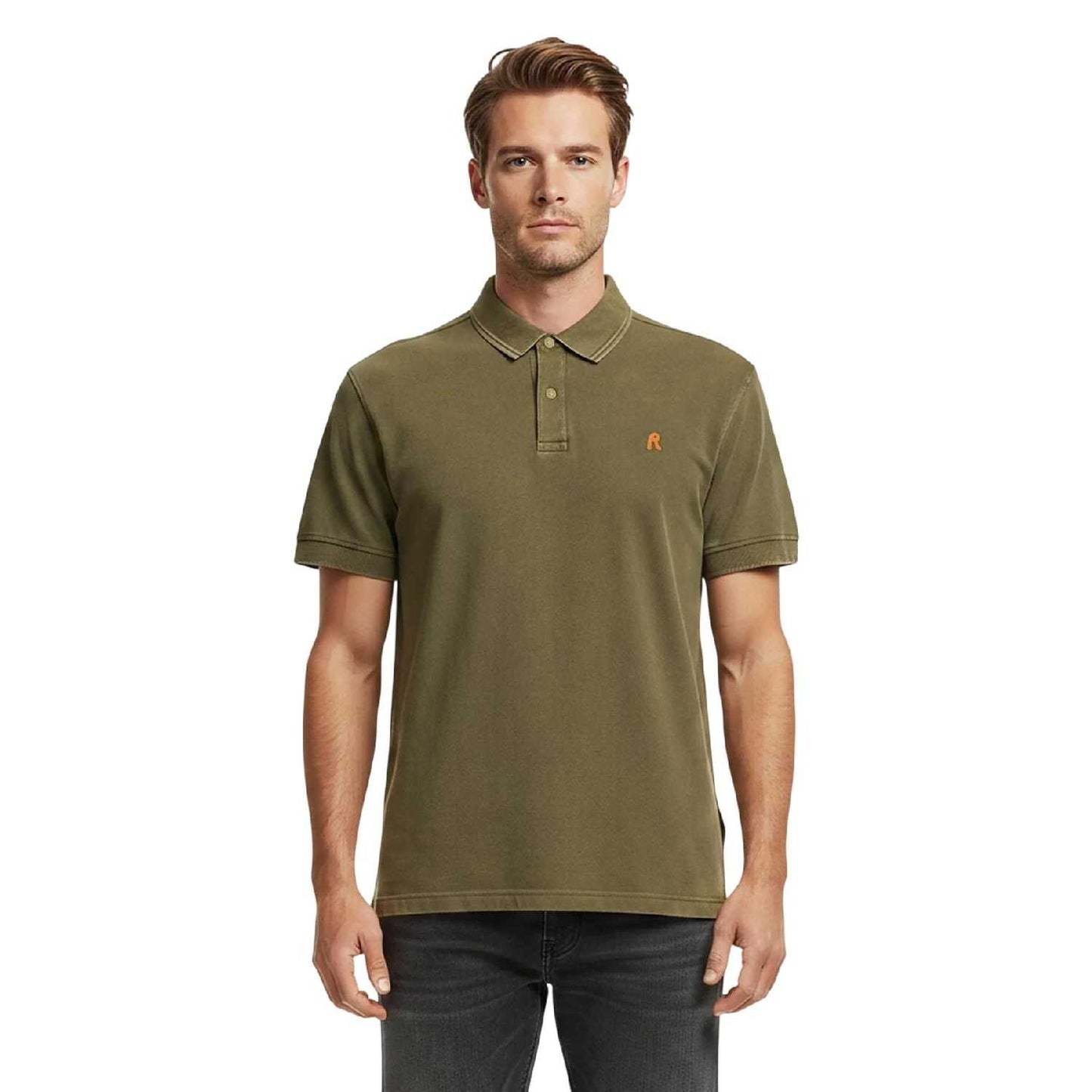 Green - Side - Replay Mens Logo Polo Shirt