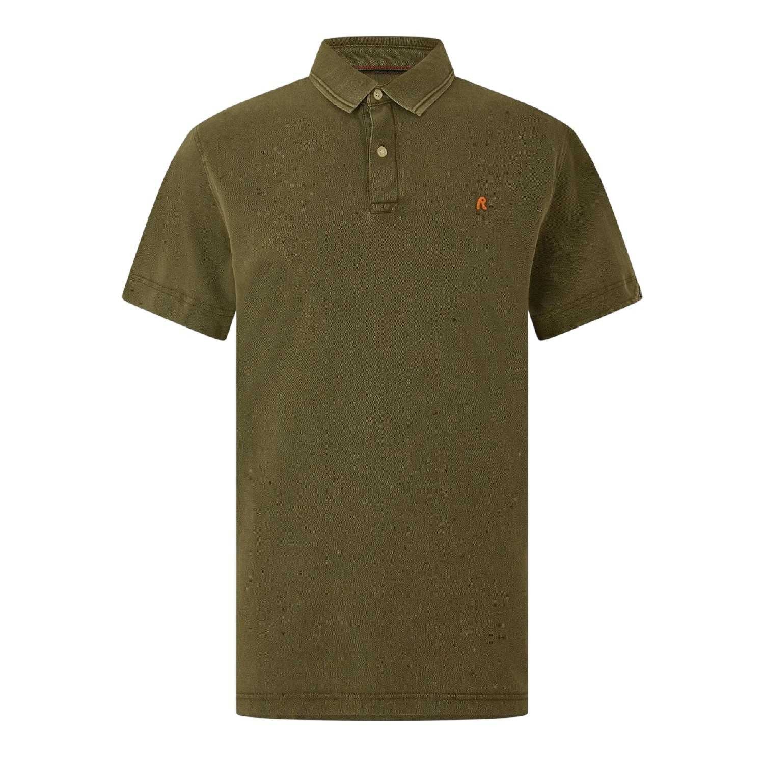 Green - Front - Replay Mens Logo Polo Shirt