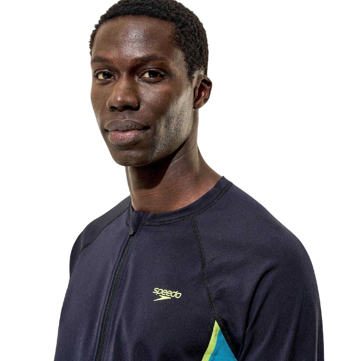 Anthracite-Teal - Side - Speedo Mens Hyperboom Splice Colour Block Long-Sleeved Rash Guard