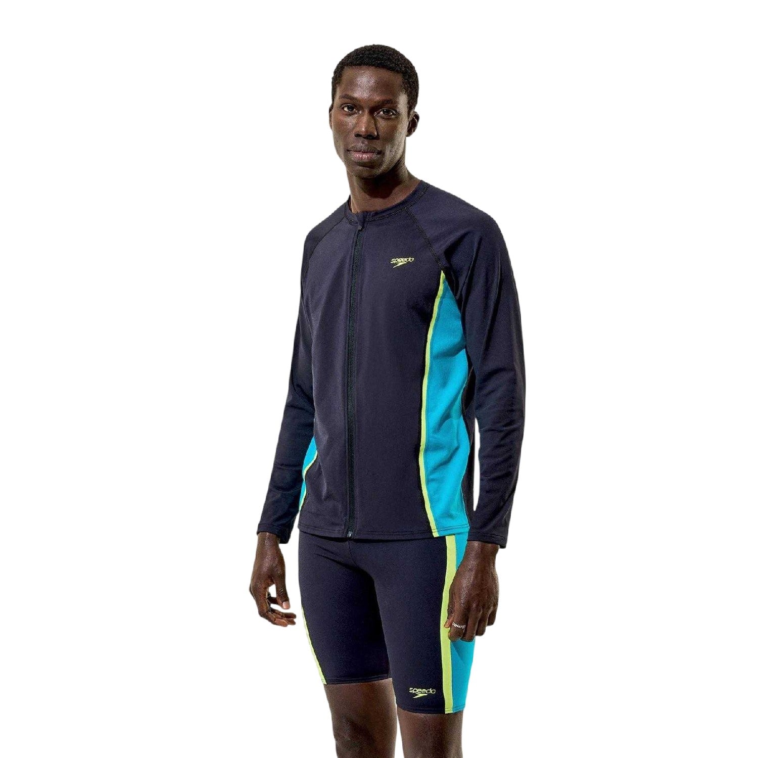 Anthracite-Teal - Lifestyle - Speedo Mens Hyperboom Splice Colour Block Long-Sleeved Rash Guard