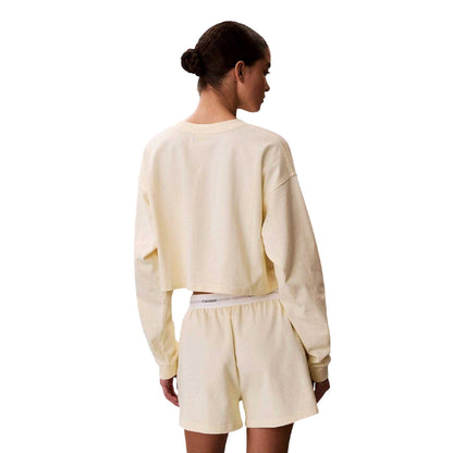 Pearl - Back - Calvin Klein Womens-Ladies Long-Sleeved Crop Top