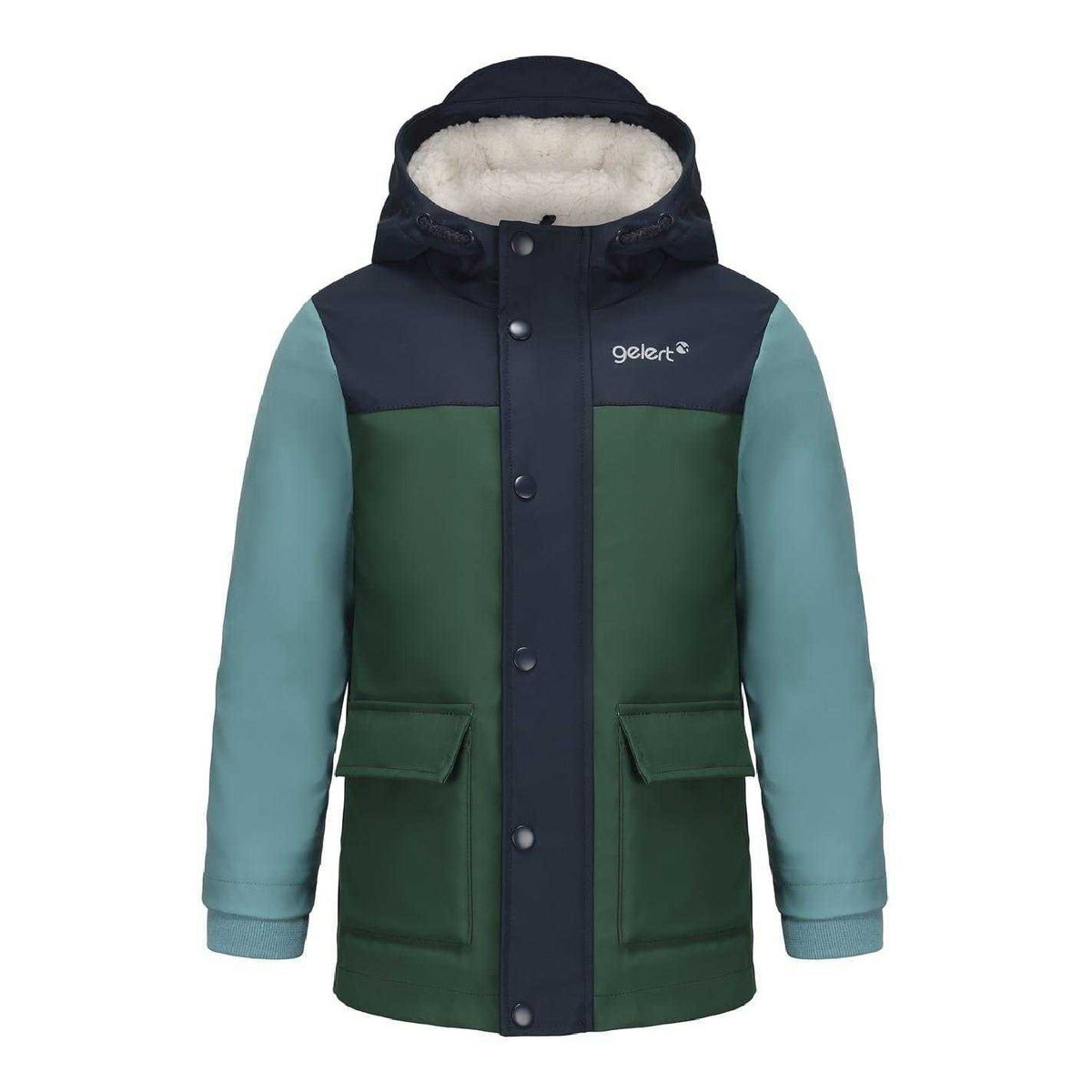 Green-Blue - Front - Gelert Childrens-Kids Colour Block Hooded Regular Raincoat