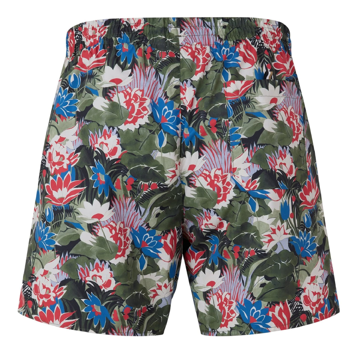 Light Green - Back - Boss Mens Piranha Tropical Floral Swim Shorts