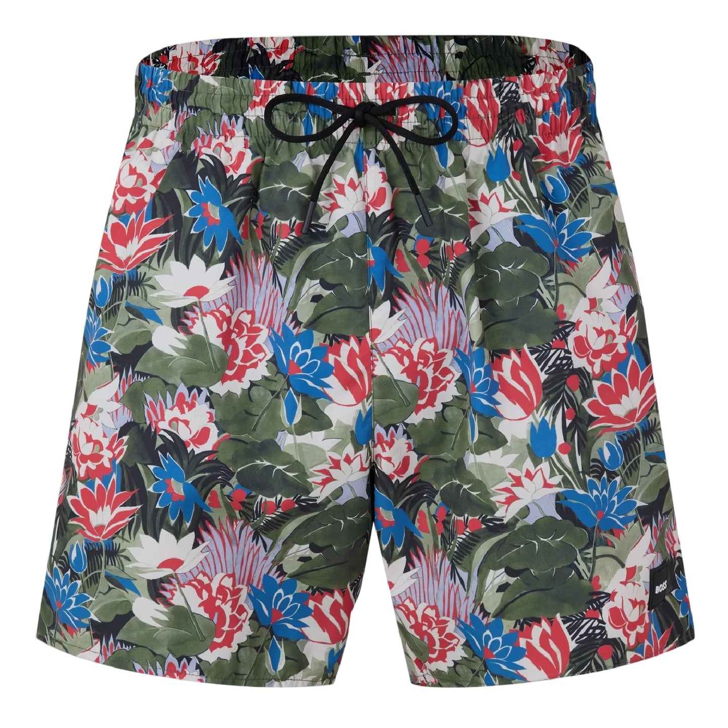 Light Green - Front - Boss Mens Piranha Tropical Floral Swim Shorts