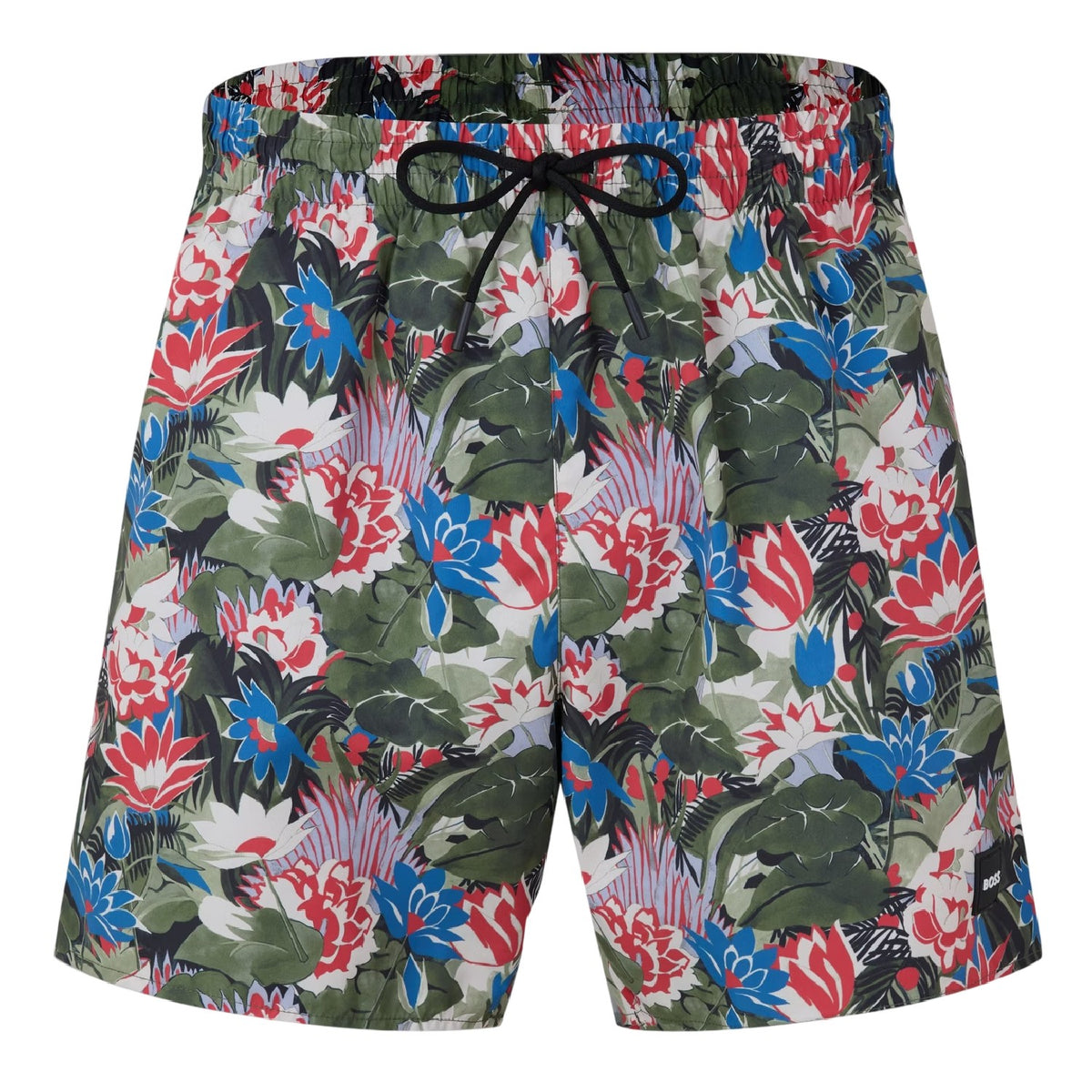 Light Green - Front - Boss Mens Piranha Tropical Floral Swim Shorts