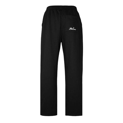 Black - Back - Belier Mens Fleece Logo Open Hem Joggers