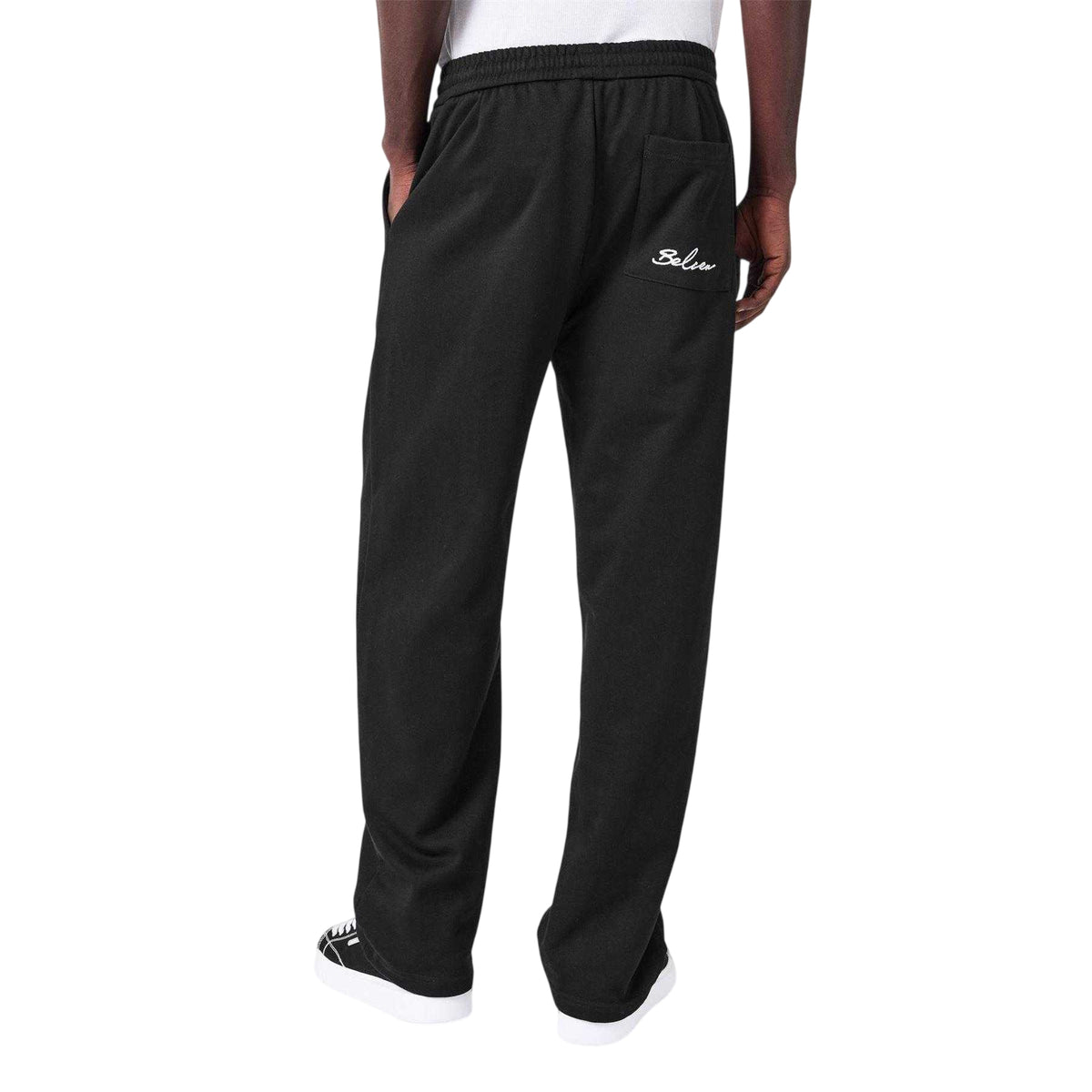 Black - Pack Shot - Belier Mens Fleece Logo Open Hem Joggers
