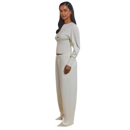 Cream - Lifestyle - Mars The Label Womens-Ladies Knitted Button Fly Jogging Bottoms