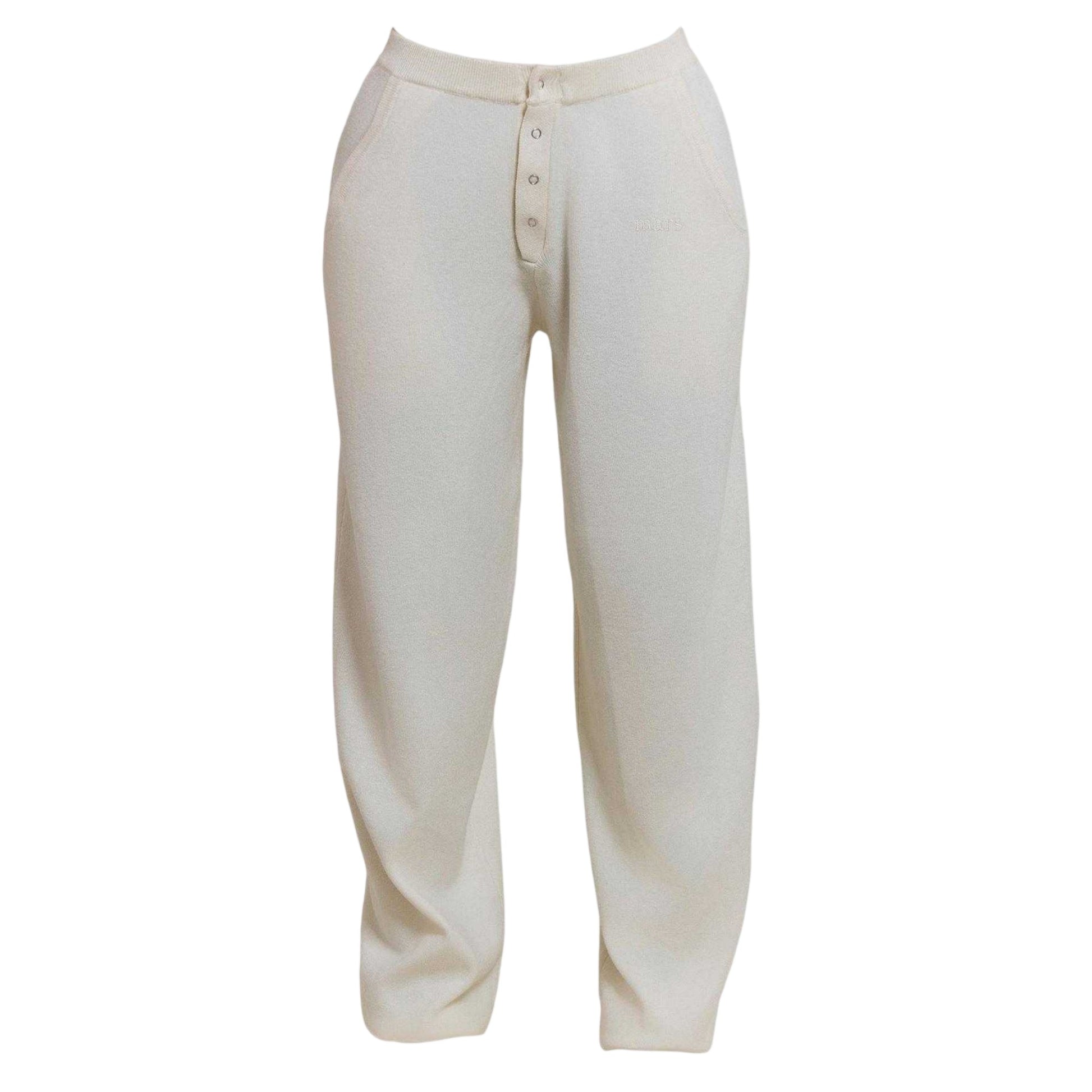 Cream - Front - Mars The Label Womens-Ladies Knitted Button Fly Jogging Bottoms