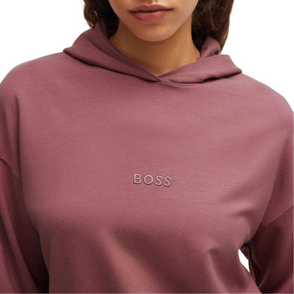 Red - Side - Boss Womens-Ladies Embroidered Logo French Terry Hoodie