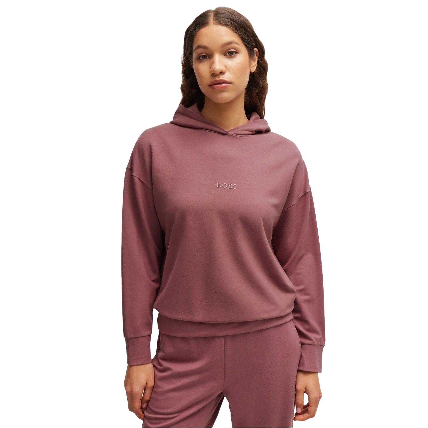 Red - Lifestyle - Boss Womens-Ladies Embroidered Logo French Terry Hoodie