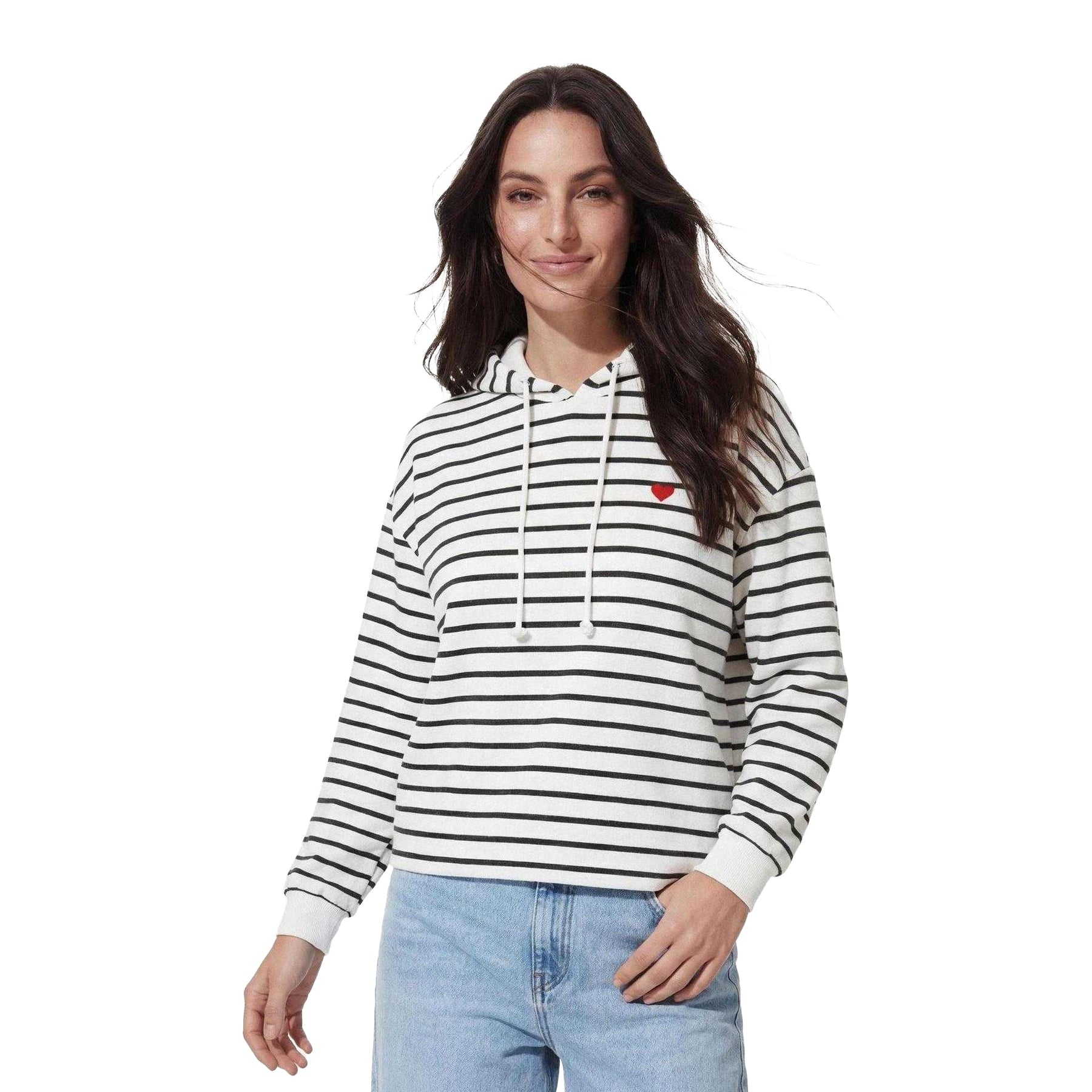 Cloud Dancer - Lifestyle - Pieces Womens-Ladies Chilli Striped Long-Sleeved Hoodie