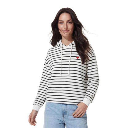 Cloud Dancer - Lifestyle - Pieces Womens-Ladies Chilli Striped Long-Sleeved Hoodie