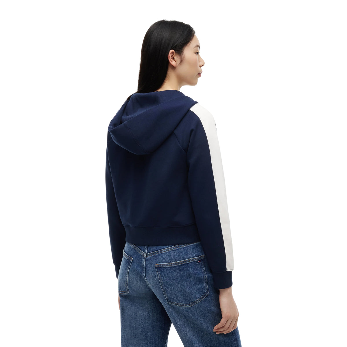 Navy - Back - Tommy Jeans Womens-Ladies Embroidered Logo Full Zip Hoodie
