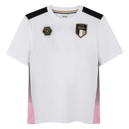 White - Front - Boss Childrens-Kids Embroidered T-Shirt