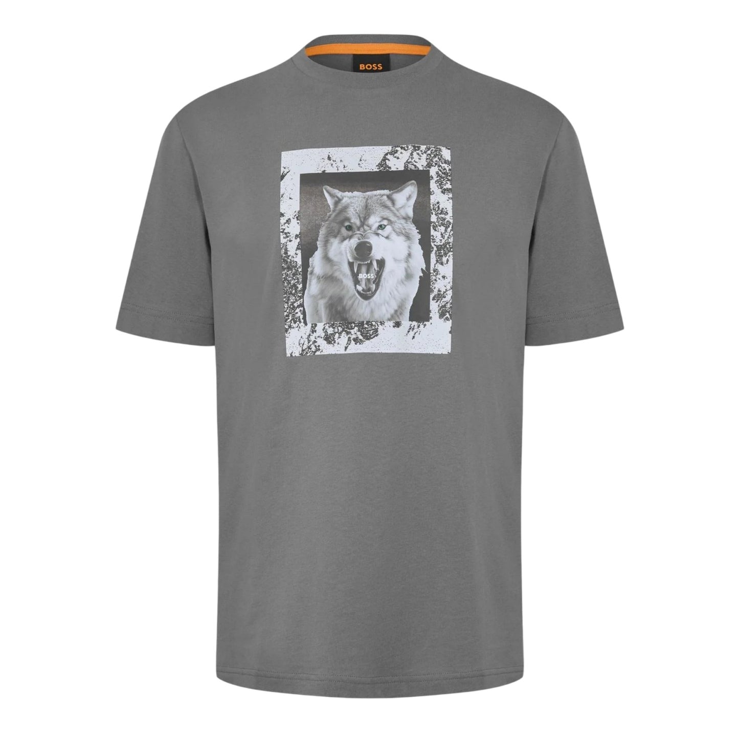 Grey - Front - Boss Mens Lupo Wolf T-Shirt