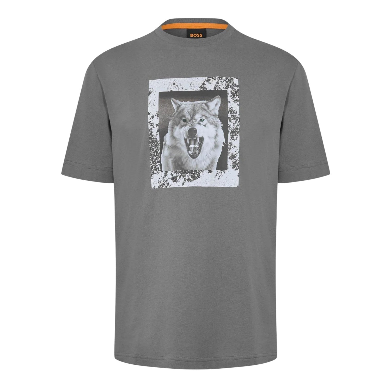 Grey - Front - Boss Mens Lupo Wolf T-Shirt