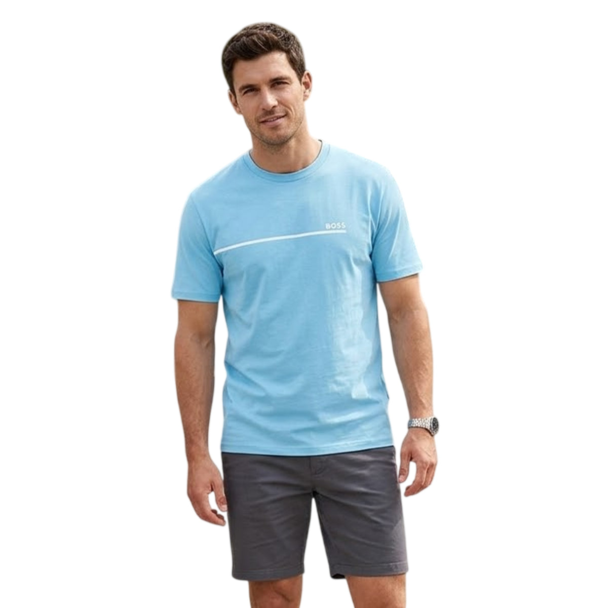 Aqua - Pack Shot - Boss Mens Bodywear Soft T-Shirt