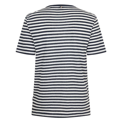 Dark Blue - Back - Boss Mens Striped T-Shirt