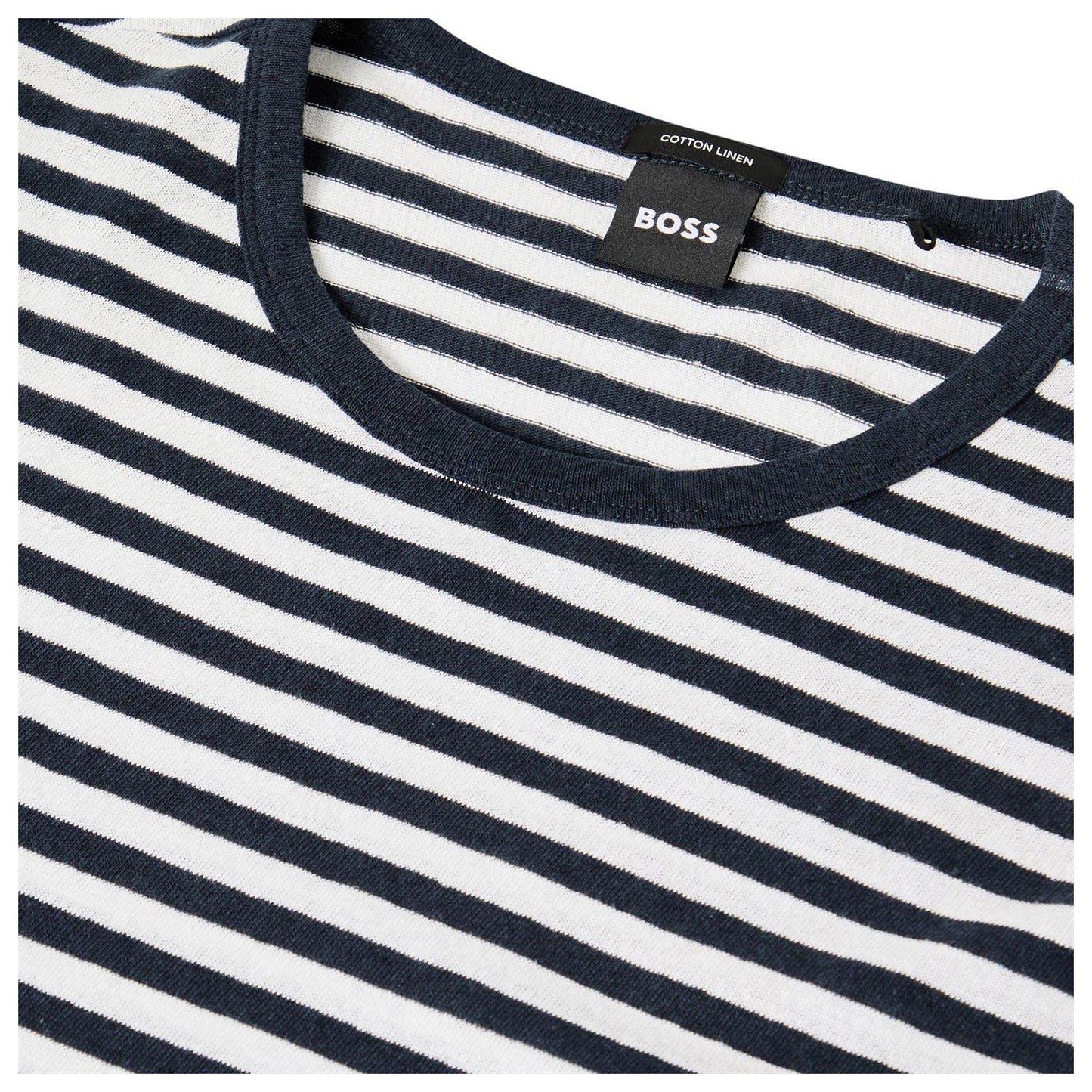 Dark Blue - Side - Boss Mens Striped T-Shirt