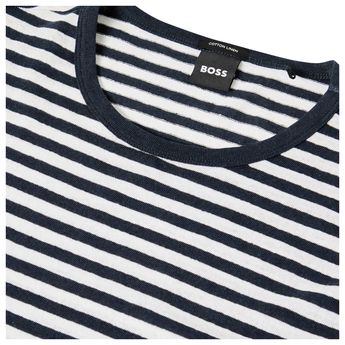Dark Blue - Side - Boss Mens Striped T-Shirt