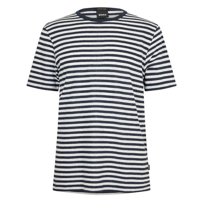 Dark Blue - Front - Boss Mens Striped T-Shirt