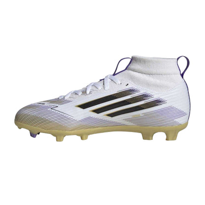 White-Black-Gold - Side - Adidas Childrens-Kids F50 League Football Boots