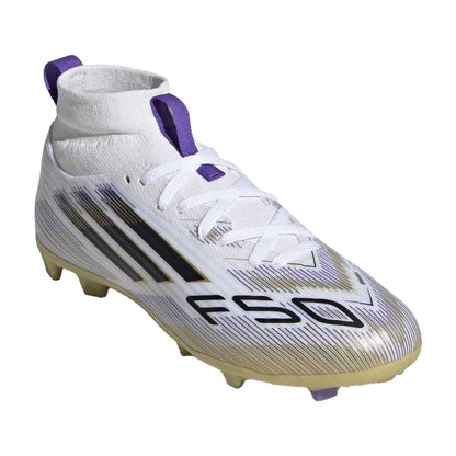 White-Black-Gold - Pack Shot - Adidas Childrens-Kids F50 League Football Boots