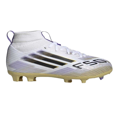 White-Black-Gold - Front - Adidas Childrens-Kids F50 League Football Boots