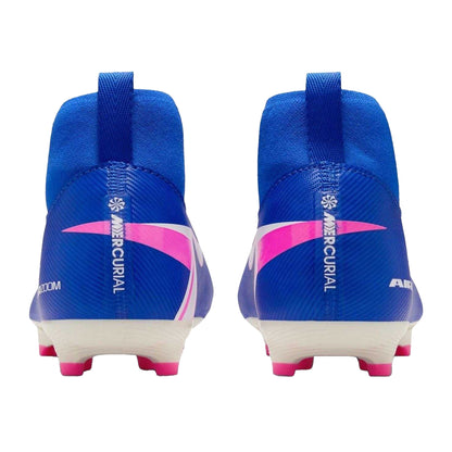 Blue-White-Pink - Back - Nike Childrens-Kids Zoom Mercurial Superfly 10 Academy Firm Ground Football Boots
