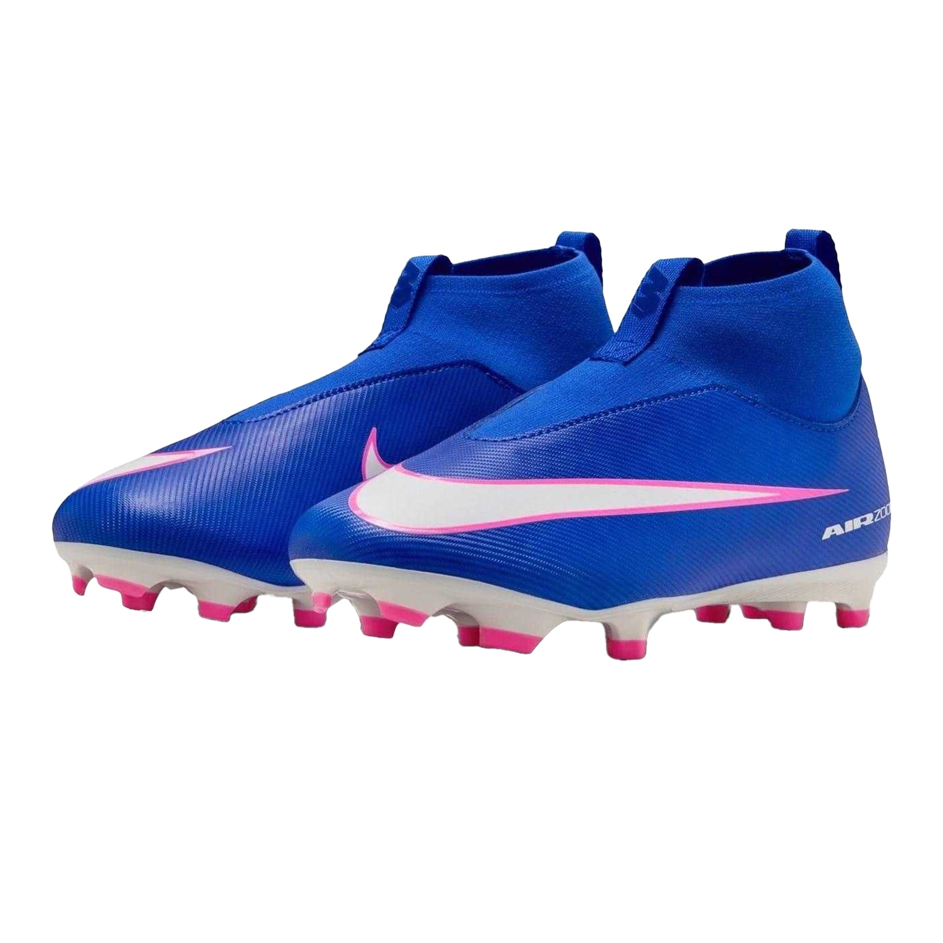 Blue-White-Pink - Close up - Nike Childrens-Kids Zoom Mercurial Superfly 10 Academy Firm Ground Football Boots