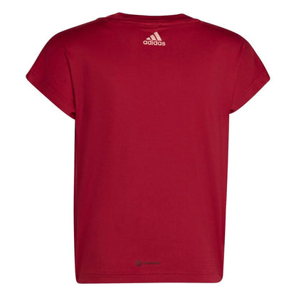 Burgundy - Back - Adidas Girls Graphic Aeroready Training T-Shirt