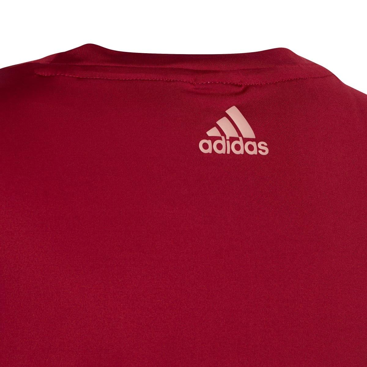 Burgundy - Side - Adidas Girls Graphic Aeroready Training T-Shirt