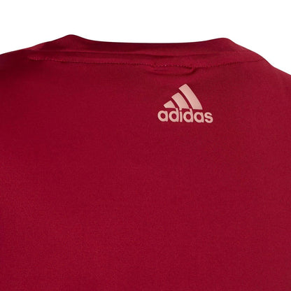 Burgundy - Side - Adidas Girls Graphic Aeroready Training T-Shirt