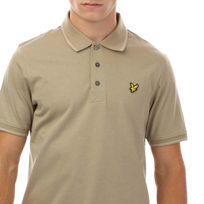 Beige - Side - Lyle & Scott Mens Tonal Tipped Polo Shirt