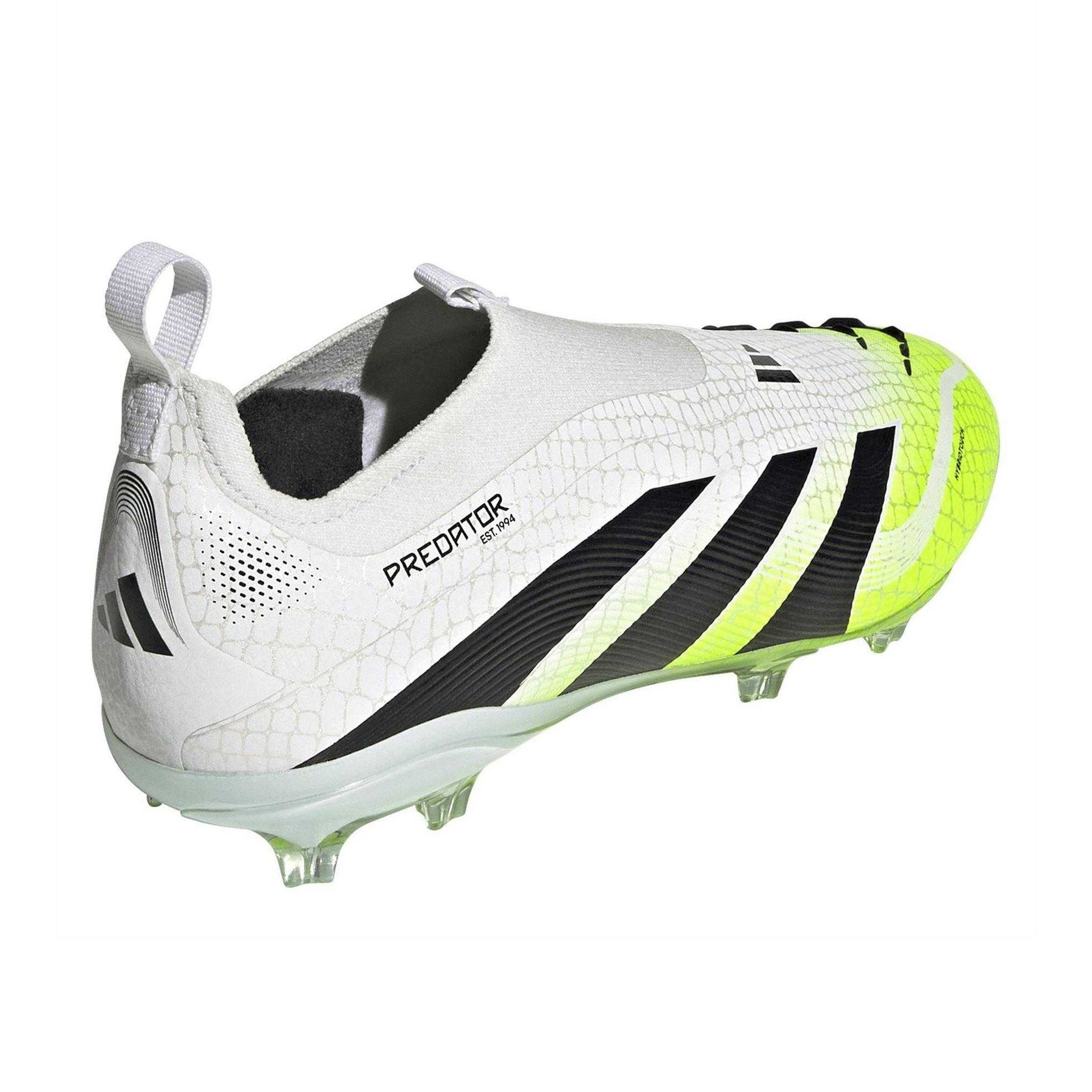 White-Black-Lemon - Back - Adidas Childrens-Kids Predator Elite Firm Ground Football Boots