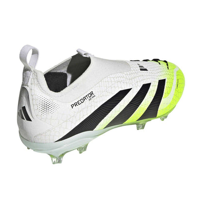 White-Black-Lemon - Back - Adidas Childrens-Kids Predator Elite Firm Ground Football Boots