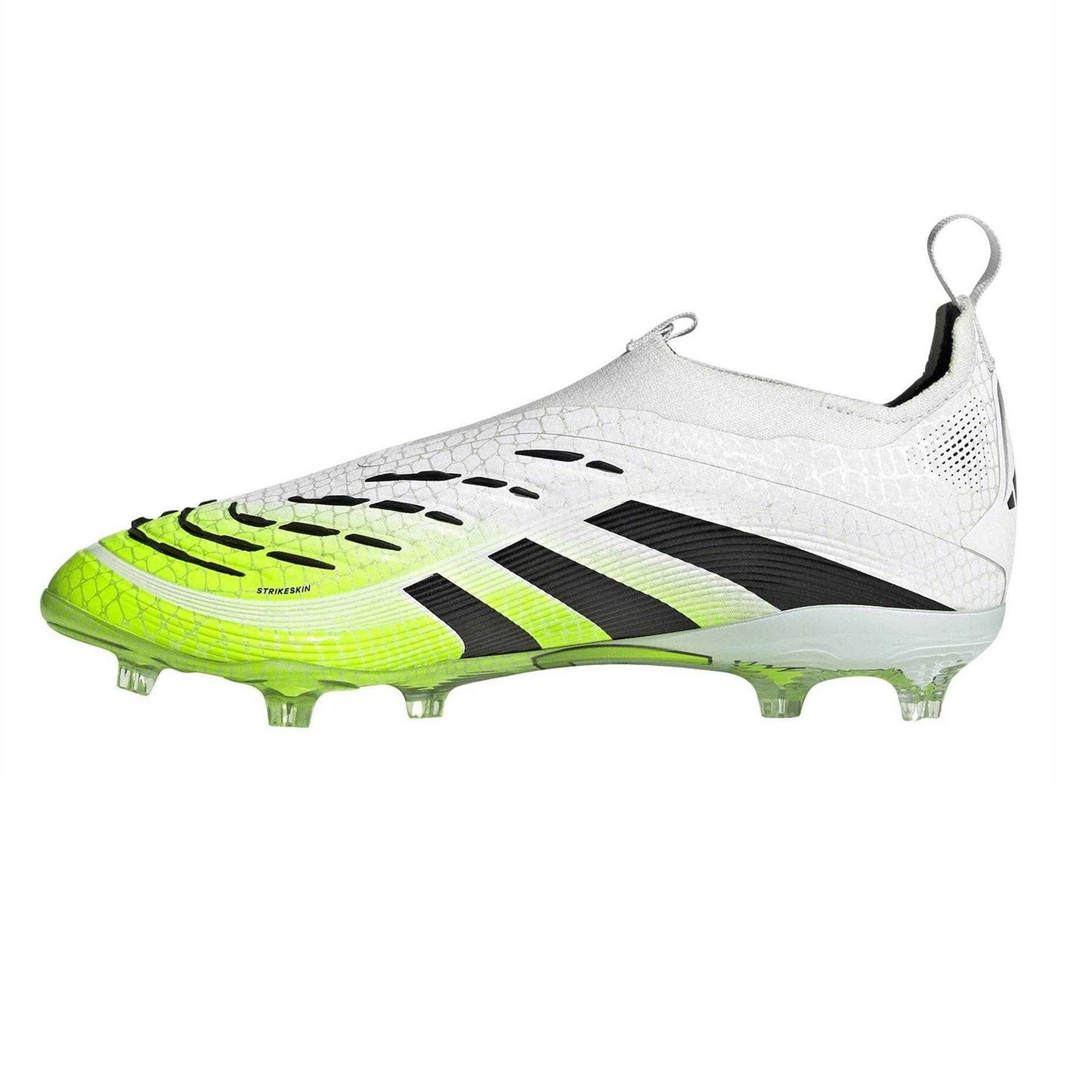 White-Black-Lemon - Side - Adidas Childrens-Kids Predator Elite Firm Ground Football Boots
