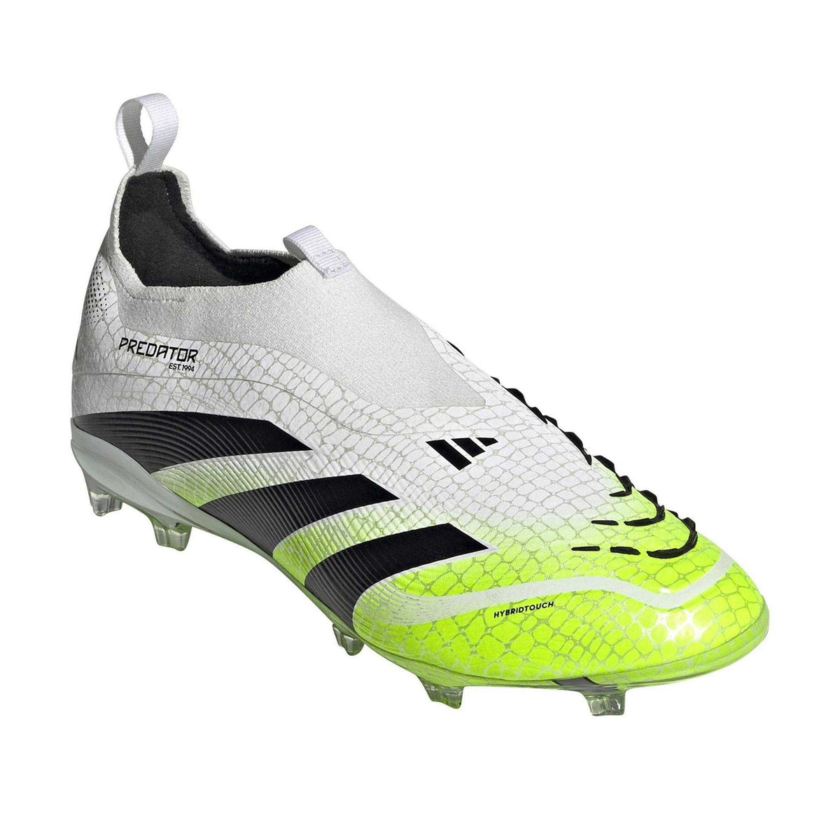 White-Black-Lemon - Pack Shot - Adidas Childrens-Kids Predator Elite Firm Ground Football Boots