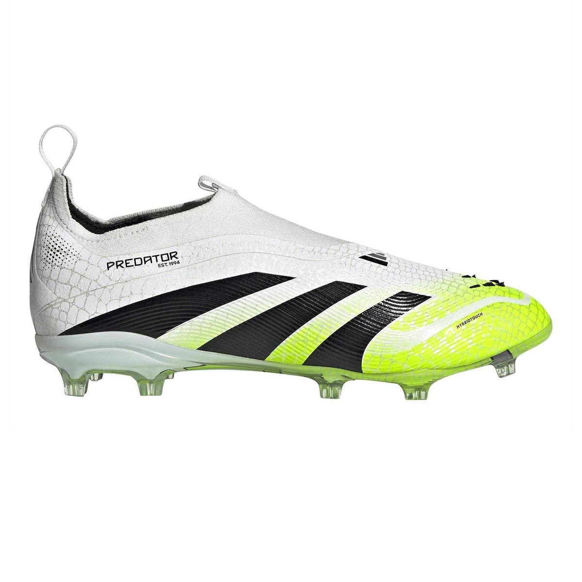 White-Black-Lemon - Front - Adidas Childrens-Kids Predator Elite Firm Ground Football Boots